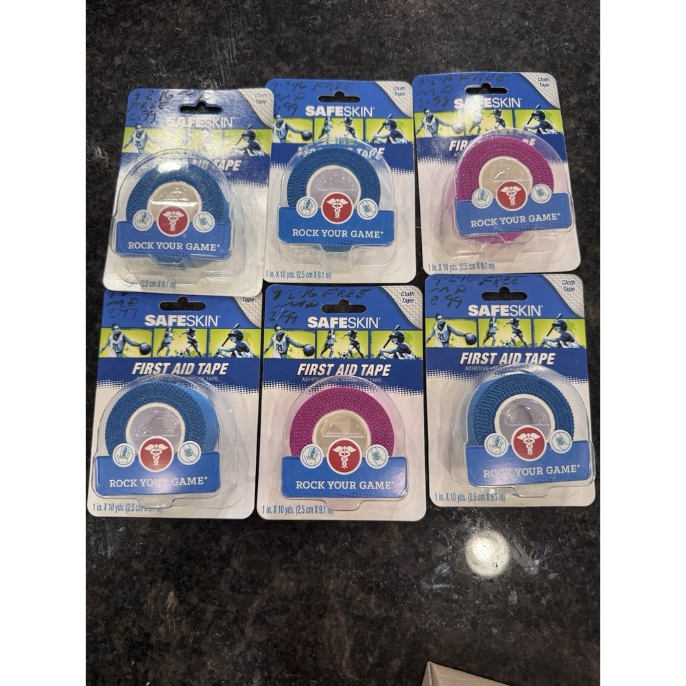 6 Packs Kimberly-Clark Safeskin First Aid Tape- Cloth Tape - 1" x 10 yds Vintage